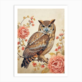 Burmese Fish Owl Japanese Painting 8 Art Print