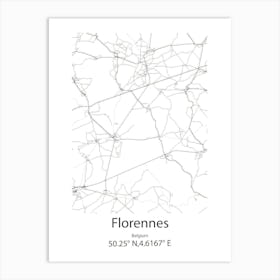 Florennes,Belgium Minimalist Map Art Print