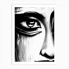 Buddha S Eyes Symbol Black And White Painting Art Print