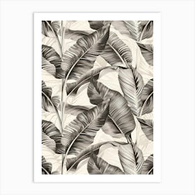 Black And White Banana Leaves 1 Art Print