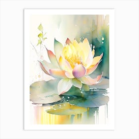 Lotus Flower In Garden Storybook Watercolour 6 Art Print