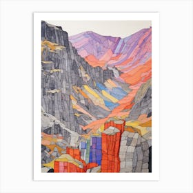 Scafell Pike England 2 Colourful Mountain Illustration Art Print