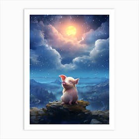 Pig In The Moonlight 2 Art Print