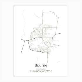 Bourne,United Kingdom Minimalist Map Art Print