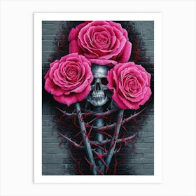 Roses And Skulls Art Print