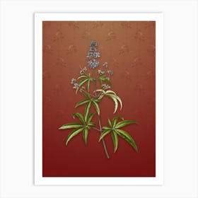 Vintage Chaste Tree Botanical on Falu Red Pattern n.0614 Art Print