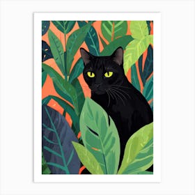 Black Cat In The Jungle Art Print