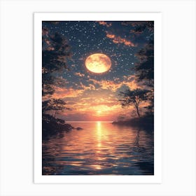 Full Moon Over Water 13 Art Print