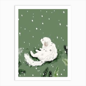 White Dog In The Snow Art Print