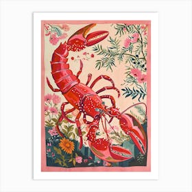 Floral Animal Painting Lobster 1 Art Print