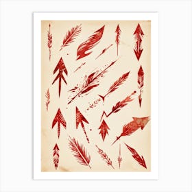 Brushstroke Designed Hand Drawn Arrow Icons Detailed Brushwork Strokes Visible Mix Of Red And Bro (4) Art Print