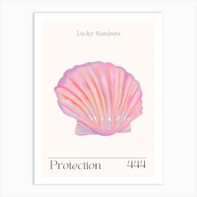 Pink Shell Retro Protection Angel Numbers 444 Art Print