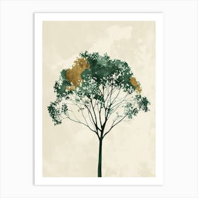 Mahogany Tree Minimal Japandi Illustration 1 Art Print