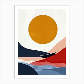 Sun Rising Over The Sea, Scandinavian Simplicity Art Print