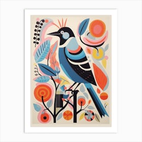 Colourful Scandi Bird Magpie 2 Art Print