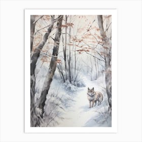 Winter Watercolour Gray Wolf 3 Art Print