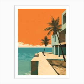 Icacos Beach Puerto Rico Abstract Orange Hues 2 Art Print