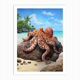 Coconut Octopus Illustration 6 Art Print