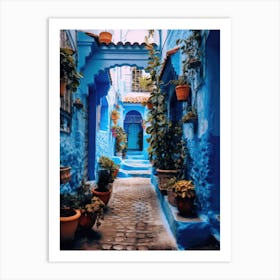 Blue Street In Chefchaouen Art Print