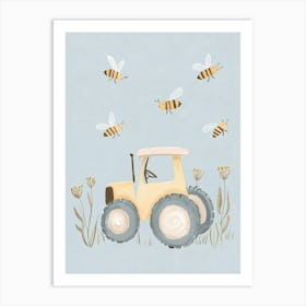 Bees On A Tractor Art Print