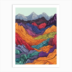 Colorful Mountain Landscape 3 Art Print