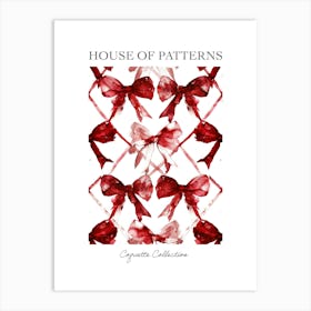 Dark Red Bows 2 Pattern Poster Art Print