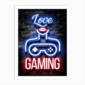 Love Gaming Neon Sign Art Print