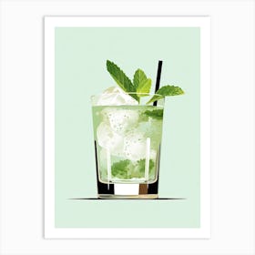 Illustration Mint Julep Floral Infusion Cocktail 3 Art Print