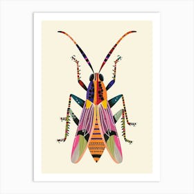 Colourful Insect Illustration Grasshopper 7 Art Print