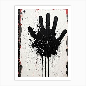 Black Charcoal Hand Sketching Over A Canvas With Splatters And Drips Of Paint Heavy Grunge Texture (5) Art Print