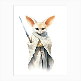 Baby Fennec Fox As A Jedi Watercolour 1 Art Print