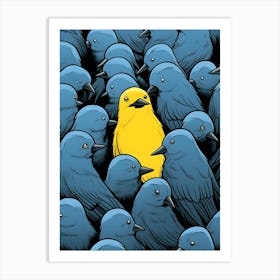 Yellow Bird In A Crowd Art Print