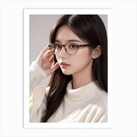 Korean Woman Wearing Glasses Art Print