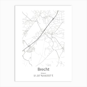 Brecht,Belgium Minimalist Map Art Print