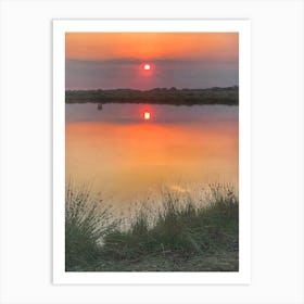 Sunset on the pond Art Print