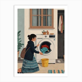 Woman Doing Laundry Art Print