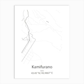 Kamifurano,Japan Minimalist Map Art Print