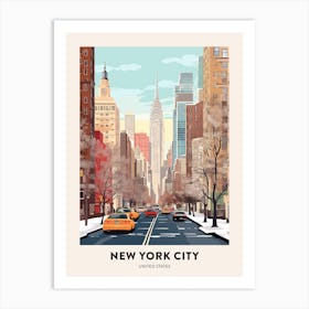 Vintage Winter Travel Poster New York City Usa 4 Art Print