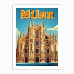 Aihrgdesign A Vintage Travel Poster Of Milan Art Print