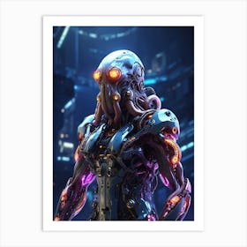 Octopus In Cyborg Body #1 Art Print