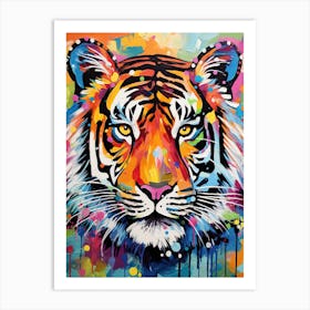 Tiger Art In Outsider Art Style 4 Art Print