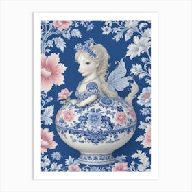 Fairy In A Blue Vase Art Print