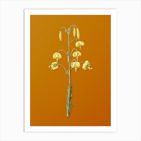 Vintage Lilium Pyrenaicum Botanical on Sunset Orange Art Print