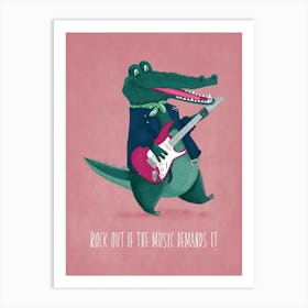 Rock Out Crocodile Electric Guitarist Band Dancing Art Print