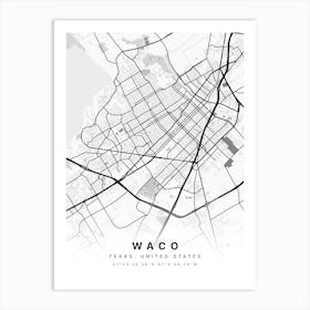 Waco Texas Usa White Map Affiche