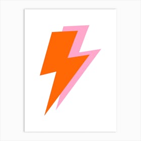 Preppy Pink and Orange Lightning Bolts Art Print