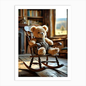 Teddy Bear In Rocking Chair Art Print