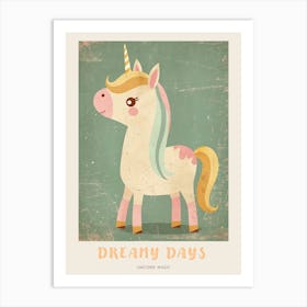 Pastel Storybook Style Unicorn 4 Poster Art Print