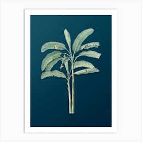Vintage Banana Tree Botanical Art on Teal Blue n.0384 Art Print