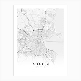 Dublin Ireland White Map Art Print